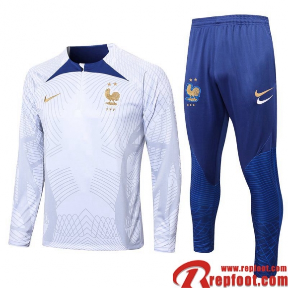 Survetement de Foot France Blanc Homme 22 23 TG562