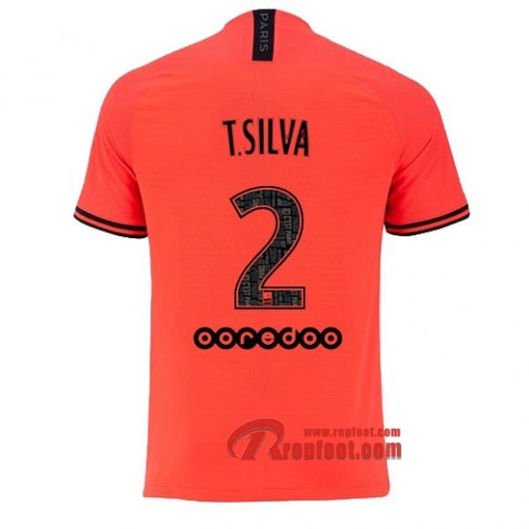 Maillot PSG Paris Saint Germain Jordan No.2 T.Silva Orange Exterieur 2019 2020 Nouveau