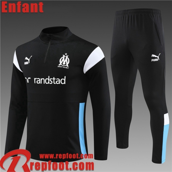 Marseille Survetement de Foot noir Enfant 23 24 TK635