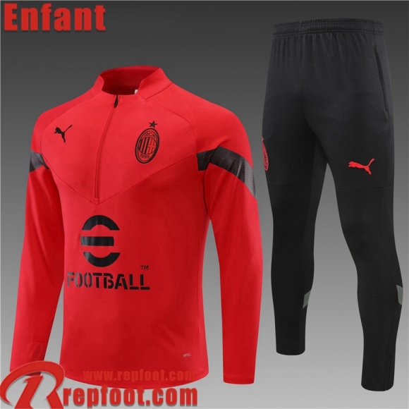 Survetement de Foot AC Milan rouge Enfant 22 23 TK358