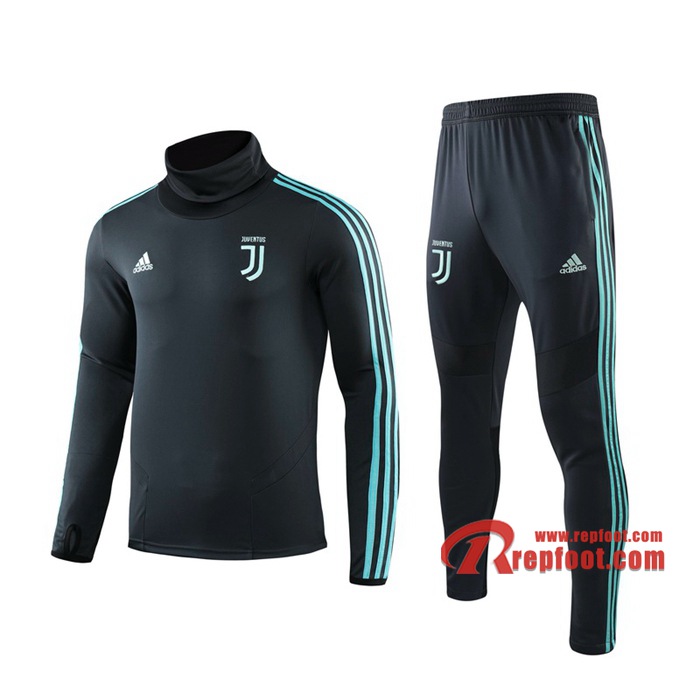 Survetement Foot Juventus Cyan Col Haut Thailande Soldes ...